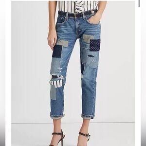 Lauren Ralph Lauren Blue Patchwork Boyfriend Jeans